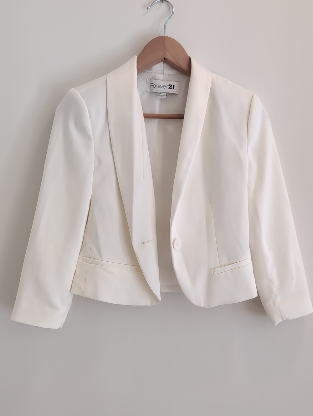 Ivory Open-Front Shawl Collar Blazer